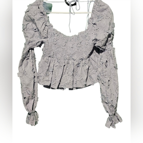 Astr Light Blue Eyelet Blouse Size Small EUC - Picture 3 of 4